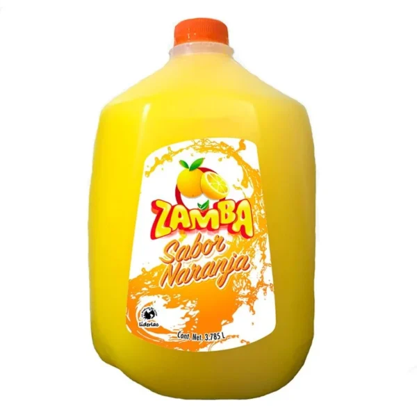 Zamba Refreshing Drink Orange Flavor 3.785L (Bebida Refrescante Zamba Sabor Naranja 3.785L)