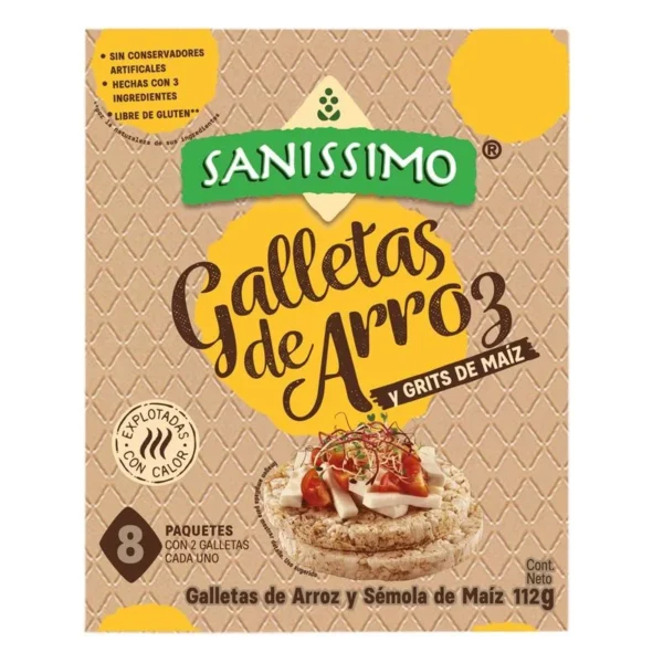 Sanissimo Rice Corn Crackers 112g (Galletas Sanissimo De Arroz Maíz 112g)