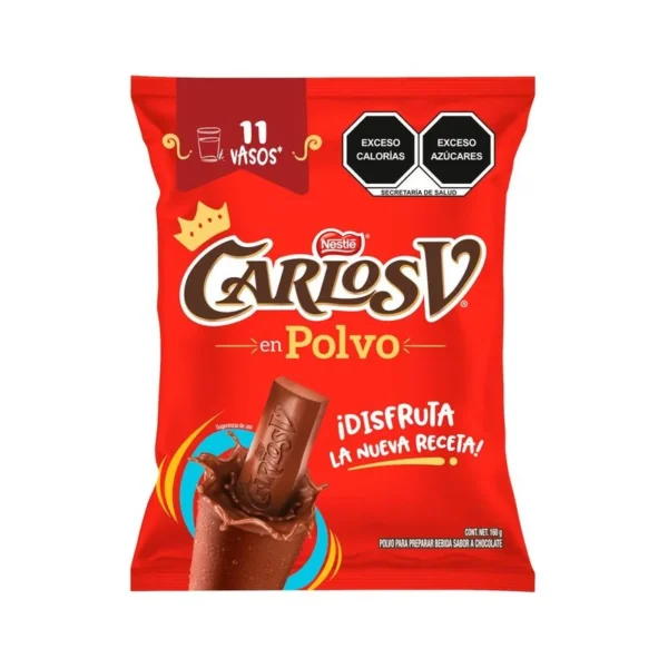 Powder to Prepare Carlos V Chocolate Flavor Drink Bag 160g (Polvo para Preparar Bebida Sabor Chocolate Carlos V Bolsa 160g)
