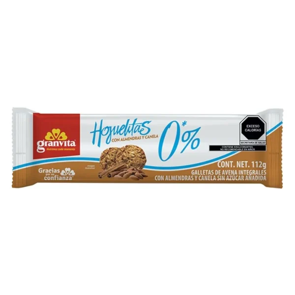Granvita Flakes Cookies 0% Sugar Almonds 112g (Galletas Granvita Hojuelitas 0% Azúcar Almendras 112g)
