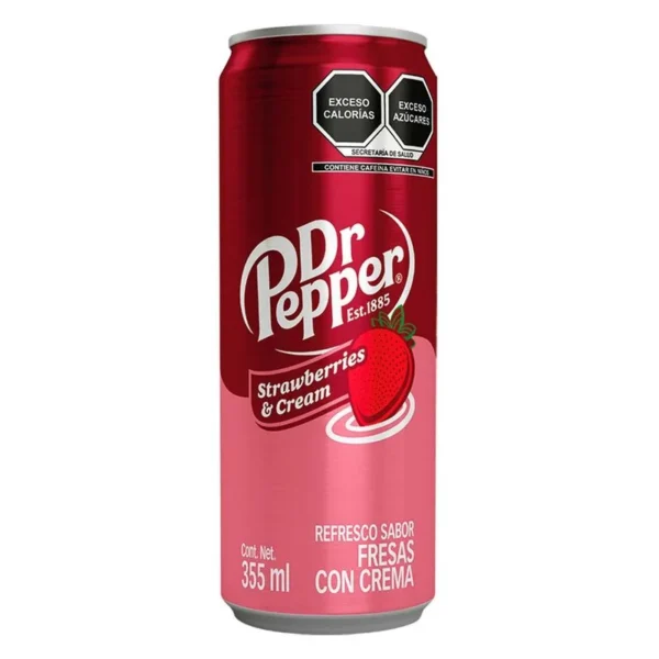 Dr Pepper Strawberries and Cream Soft Drink 355ml (Refresco Dr Pepper Strawberries and Cream 355ml)