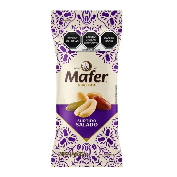 Mafer Salted Assorted Fried Peanuts Mix 65g (Mezcla de Cacahuates Fritos Mafer Surtido Salado 65g)