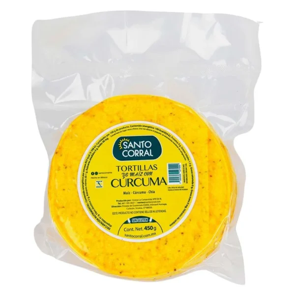 Santo Corral Turmeric Corn Tortilla 450g (Tortilla de Maíz Santo Corral Cúrcuma 450g)