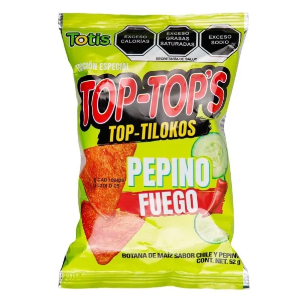 Totis Top Tops Snack Cucumber Fire 52g (Botana Totis Top Tops Pepino Fuego 52g)