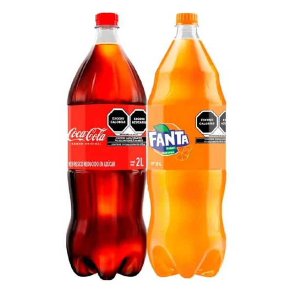 Coca Cola Original Soft Drink plus Fanta Soft Drink 2L 2 Pack (Refresco Coca Cola Original más Refresco Fanta 2L 2 Pack)