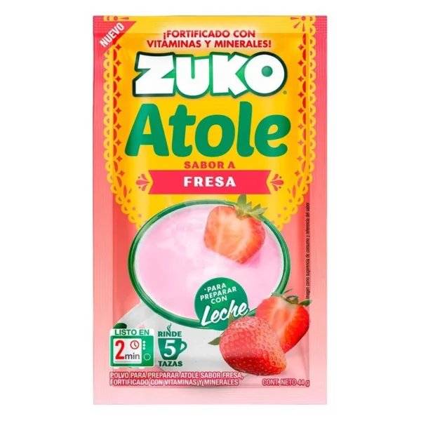 Zuko Strawberry Atole 44g (Atole Zuko Fresa 44g)