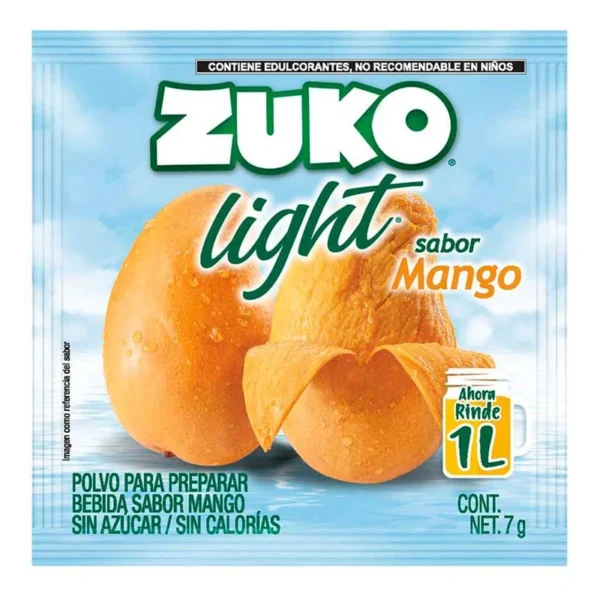 Zuko Light Instant Drink Mango Flavor 7g (Bebida Instantánea Zuko Light Sabor Mango 7g)