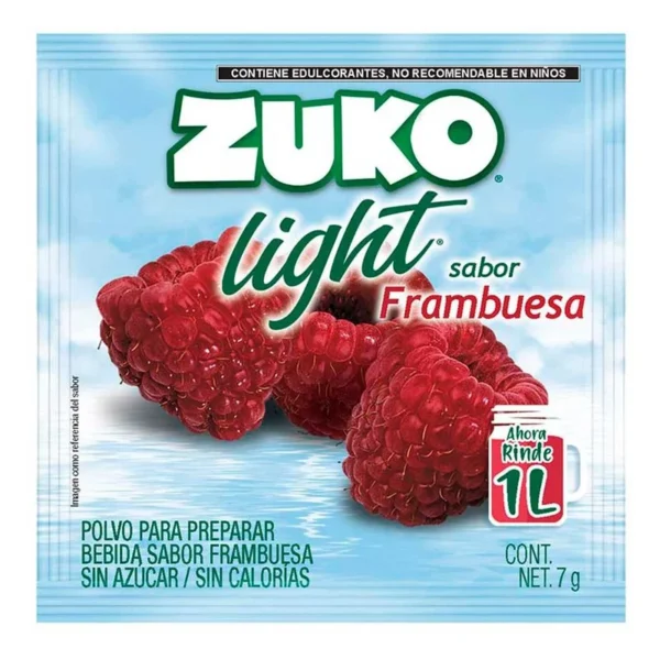 Zuko Light Instant Drink Raspberry Flavor 7g (Bebida Instantánea Zuko Light Sabor Frambuesa 7g)