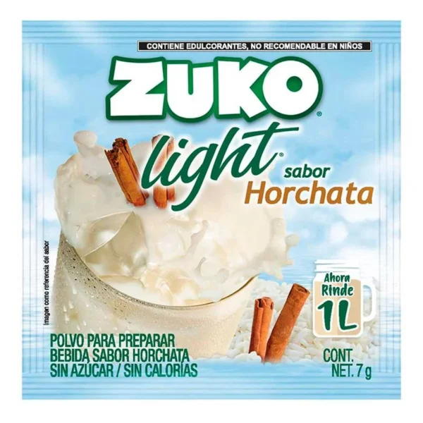 Zuko Light Instant Drink Horchata Flavor 7g (Bebida Instantánea Zuko Light Sabor Horchata 7g)