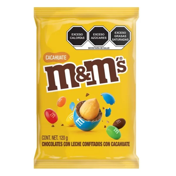 M&Ms Milk Chocolates and Candied Peanuts Mega Bag 120g (M&Ms Chocolates Con Leche Y Cacahuate Confitados Mega Bolsa 120g)