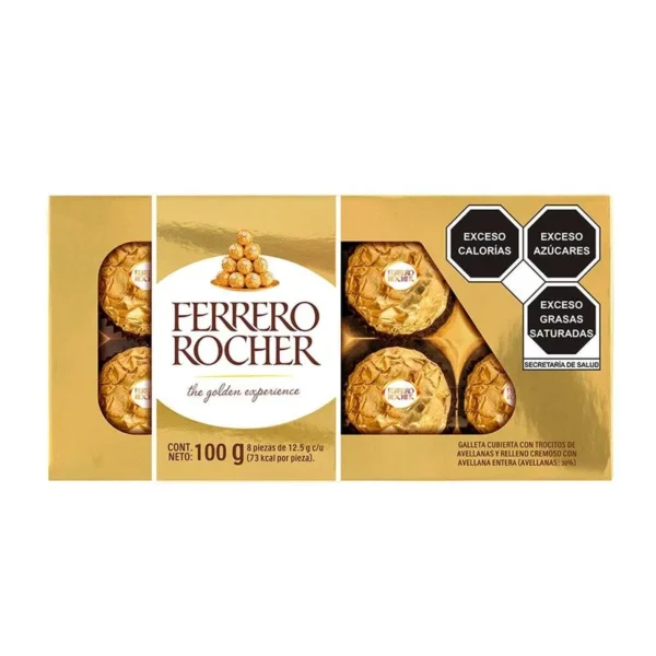 Ferrero Rocher Chocolates 100g 8 pieces (Chocolates Ferrero Rocher 100g 8 piezas)