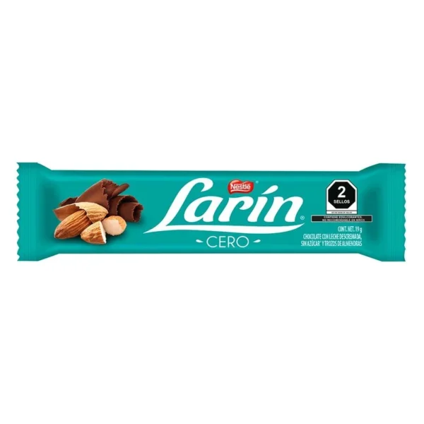 Larín Zero Sugar Free Chocolate 19g (Chocolate Larín Cero Sin Azúcar 19g)