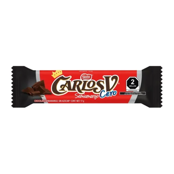 Carlos V Zero Semisweet Chocolate 17g (Chocolate Semiamargo Carlos V Cero 17g)