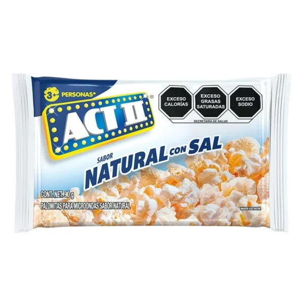 ACT II Microwave Popcorn Natural Flavor 90g (Palomitas ACT II para Microondas Sabor Natural 90g)
