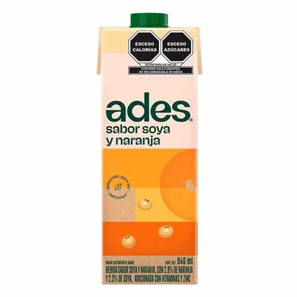 AdeS Soy Drink Orange flavor 946ml (Bebida de Soya AdeS sabor Naranja 946ml)