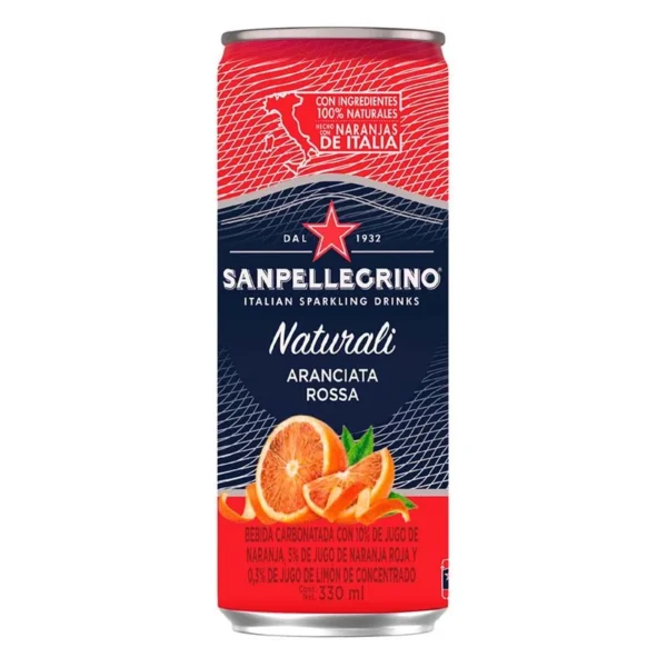 San Pellegrino Naturali Aranciata Rossa Sparkling Water Can 330ml (Agua Mineral San Pellegrino Naturali Aranciata Rossa Lata 330ml)