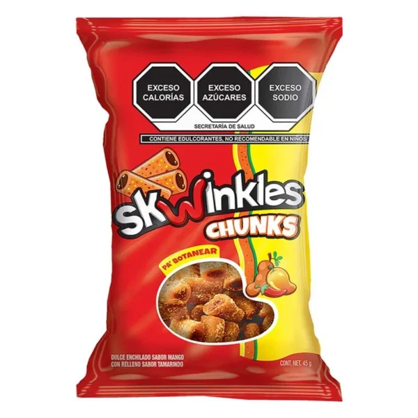 Skwinkles Chunks Mango Tamarind Sweets Enchilados Bag 45g (Skwinkles Chunks Mango Tamarindo Dulces Enchilados Bolsa 45g)
