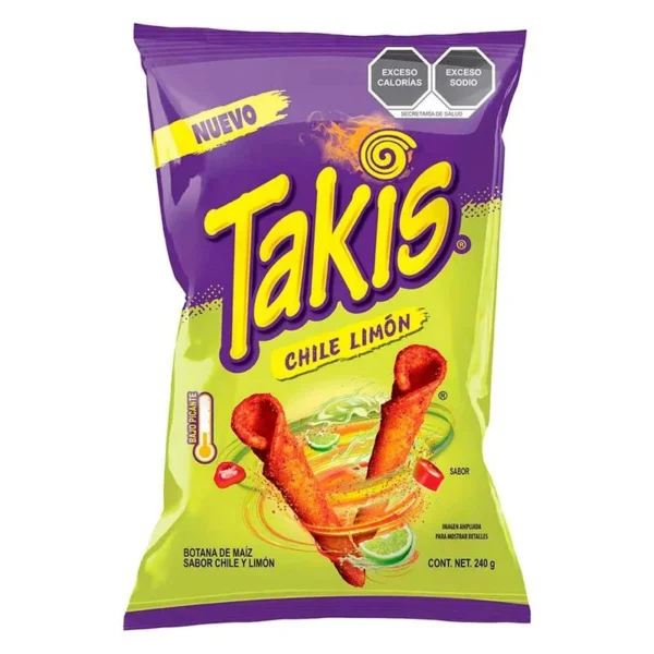 Takis Chile/Lemon Snack 240g (Botana Takis Chile/Limón 240g)