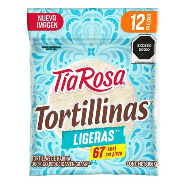 Tía Rosa Flour Tortilla 50% Less Fat 306g with 12 Pieces (Tortilla de harina Tía Rosa 50% Menos Grasa de 306g con 12 Piezas)