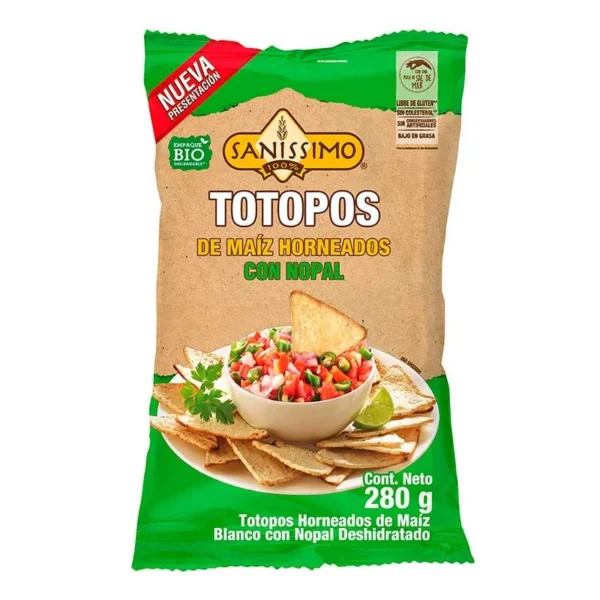 Baked Sanissimo Nopal Corn Totopos 280g (Totopos Sanissimo Maíz Nopal Horneados 280g)