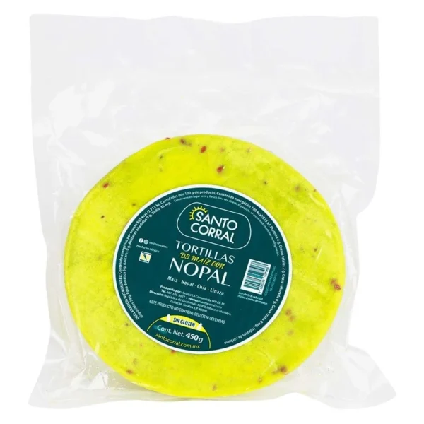 Santo Corral Nopal Corn Tortilla 450g (Tortilla de Maíz Santo Corral Nopal 450g)
